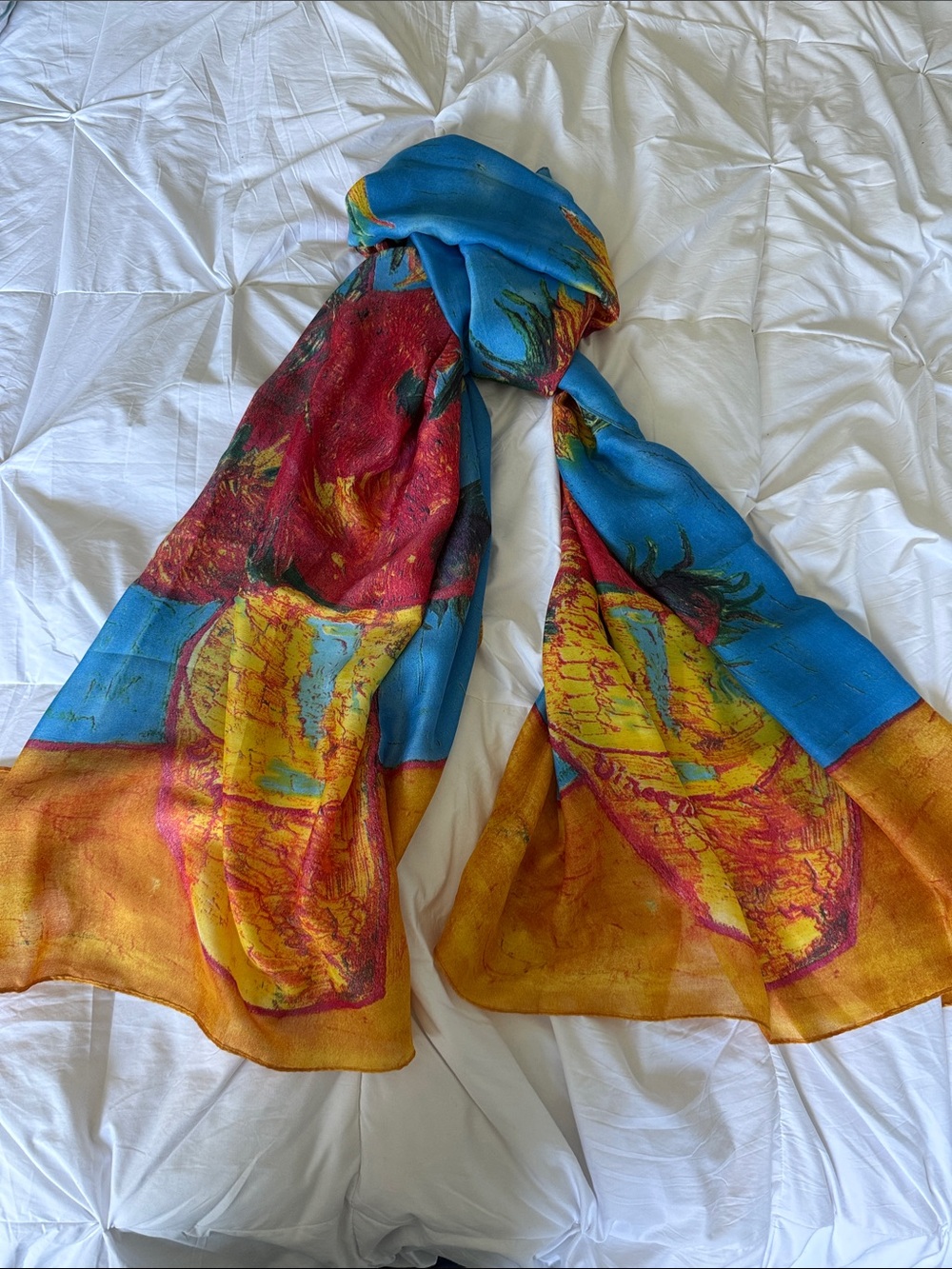 Silk scarf w/ van Gogh print